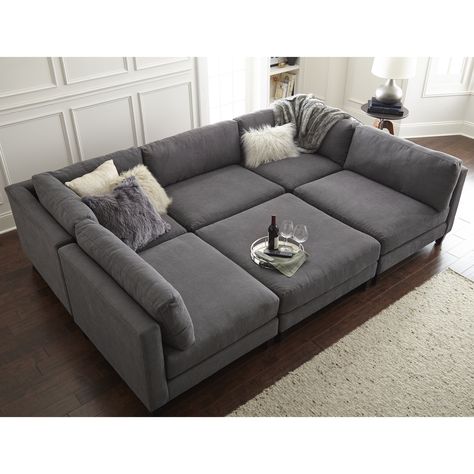 Furnitur Ruang Keluarga, Grey Couch, Sofa L, Sectional With Ottoman, Home Theater Rooms, Corner Sectional, Modular Sectional, Small Living Room, Small Living