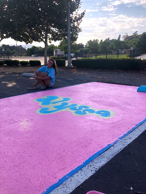 Getaway Car Parking Spot, Senior Parking Spaces Funny, Highschool Parking Spot Ideas, Parking Spot Painting, Parking Spot, Space Painting, Junior Year, Senior Year, Senior Photos