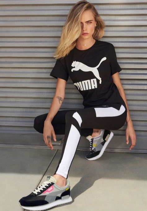 Puma Future Rider Outfit, Rider Outfit, Cara Delevingne Style, Puma Future Rider, Burberry Beauty, Womens Outfit, Outfit Women, Cara Delevingne, Eco Conscious