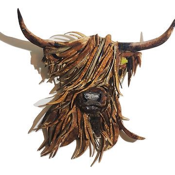 Highland Cow Art, Wood Sculptures, West England, Driftwood Wall Art, Head Sculpture, Highland Cattle, Architecture Model Making, Cow Head, Farms Living