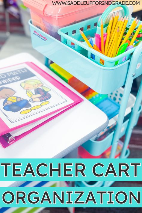 Classroom Cart Organization, Traveling Teacher Cart Organization, Teacher Cart Organization, 3 Tier Rolling Cart Ideas Classroom, Teacher Cart Ideas, Teacher Rolling Cart Organization, Teacher Small Group Cart, Teacher Carts Organization, Rolling Cart Organization Classroom