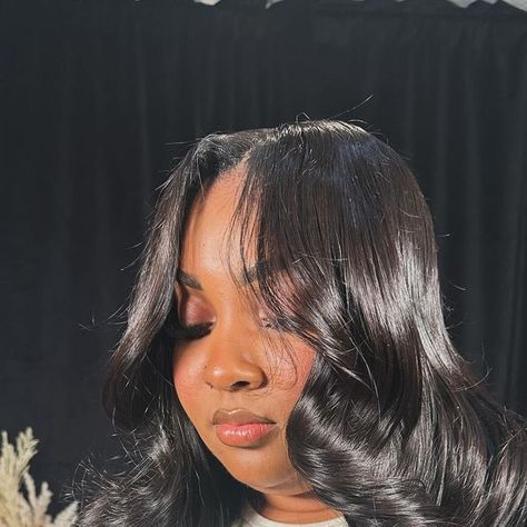 Closure Sew In Layers, 2×6 Closure Sew In, Layered Closure Sew In, Blue Closure Sew In, Sew In Weave With Closure Curtain Bangs, 2x6 Closure Sew In, 2x6 Closure, Sew In, Hair Stylist