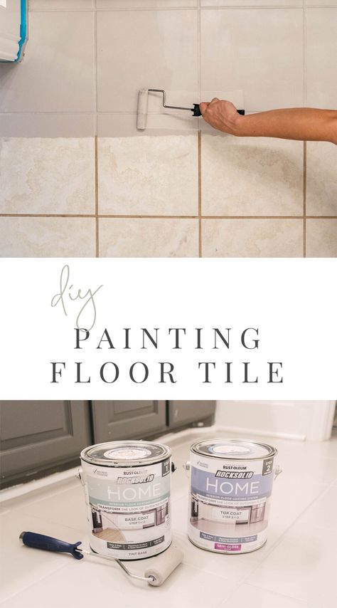 DIY: How to Paint Ceramic Floor Tile — Farmhouse Living Painting Ceramic Tile Floor, Makeover Kamar Mandi, Tile Floor Diy, Painting Tile Floors, Diy Bathroom Makeover, Paint Ceramic, Painting Ceramic Tiles, Ceramic Floor Tile, Jack And Jill Bathroom