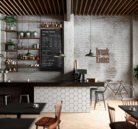 Design for a Coffee shop in London Kaffe Station, Café Design, Small Coffee Shop, Coffee Bar Design, Coffee Shop Interior Design, Cozy Coffee Shop, Design Café, Small Cafe, Interior Vintage