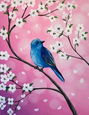 Creative Oil Painting, Bird Painting Acrylic, Paint Nite, Soyut Sanat Tabloları, Easy Canvas Painting, Rock Ideas, Spring Painting, Small Canvas Art, Simple Acrylic Paintings