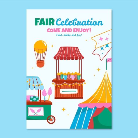 Fun Fair Poster, Kids Fest, Ok Logo, Fair Poster, Fair Theme, School Fair, Food Fair, Handmade Poster, Summer Fair