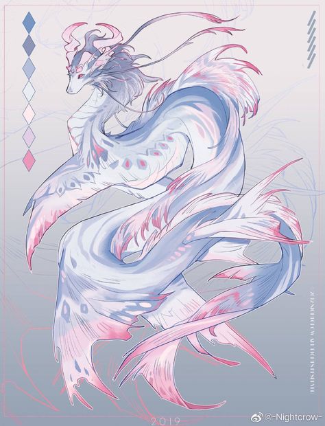 Mythical Creatures Drawings, Mystical Animals, Mythical Animal, Cute Fantasy Creatures, Creature Drawings, Fantasy Creatures Art, Dragon Artwork, Mythical Creatures Art, Dragon Drawing