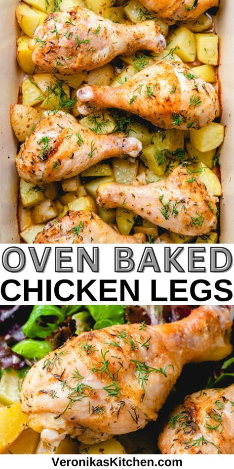 Roasted chicken legs over diced potatoes in a baking pan. Drumstick Recipes Baked, Chicken Drumstick Recipes Oven, Chicken Drumsticks Oven, Drumstick Recipes Oven, Chicken Legs In Oven, Dinner Potatoes, Baked Drumsticks, Oven Baked Chicken Legs, Baked Chicken Drumsticks