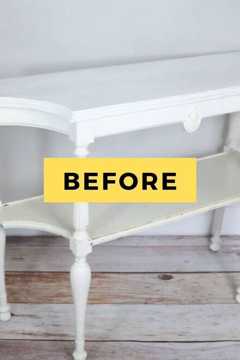 Decorating on a budget? Check out this $25 old console table flip idea. This DIY project is perfect for adding some farmhouse decor to your living room or entryway. Check out the before and after photos for some upcycling inspiration. #diy #consoletable #makeover Console Table Makeover, Mudroom Makeover, Table Flip, Diy Console, Diy Console Table, Faux Granite, Old Table, Diy Shutters, Funky Junk Interiors