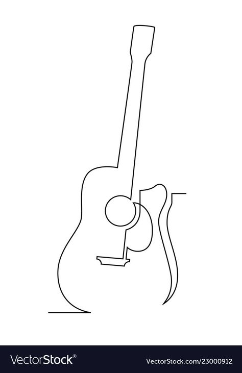 Music One Line Drawing, Guitar One Line Drawing, Guitar Line Drawing, Guitar Line Art, Continous Line Drawing, Embroidered Canvas Art, Guitar Vector, One Line, Single Line Drawing