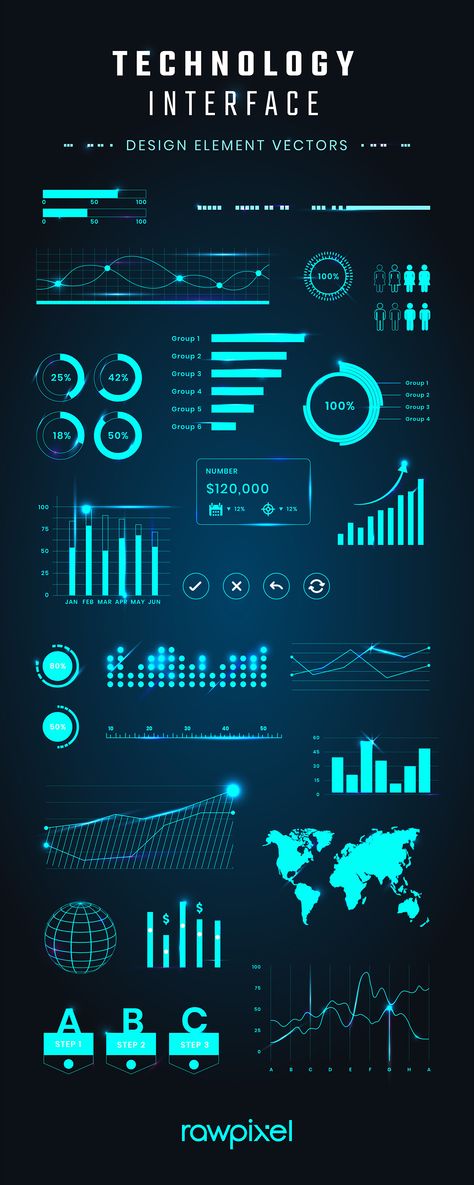 Futuristic neon lit user interface design elements to use for your new application development at rawpixel.com. Futuristic Presentation Board, Futuristic User Interface, Hud Design User Interface, Futuristic Infographic Design, Futuristic App Design, Futuristic Website Design, Telecommunications Design, Futuristic Ui Design, Futuristic Web Design