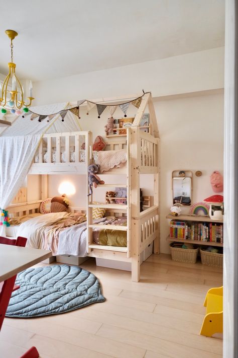 Canopy Bunk Bed Ideas, Canopy For Bunk Bed, Toddler Room Organization, Bed With Canopy, Bunk Bed Canopy, Kids Rooms Shared, Sister Room, House Bunk Bed, Kids Bedroom Inspiration