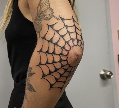 Traditional Spider Web Tattoo Elbow, Elbow Tattoo Web, Knee Web Tattoo, Cobweb Elbow Tattoo, Elbow Web Tattoo, Spider Elbow Tattoo, Elbow Spider Web Tattoo, Spiderweb Knee Tattoo, Spider Web Tattoo Elbow