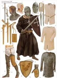 MA - 13th Century Arms & Armor http://www.infohow.org/war-weapons-military/armor-uniform-insignia/ma-13th-century-arms-armor/ #militarydesign #militaryuniforms #military Norman Warrior, Portfolio Model, Medieval Aesthetics, Knights Hospitaller, Warriors Illustration, Crusader Knight, Historical Warriors, High Middle Ages, Military Armor