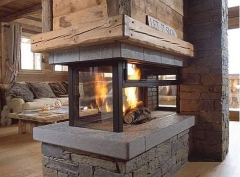 Wood Burning Stoves Living Room, Rustic Ladder, Chalet Design, Casas Coloniales, Indoor Fireplace, Home Fireplace, Mountain Homes, Fireplace Makeover, Modern Fireplace