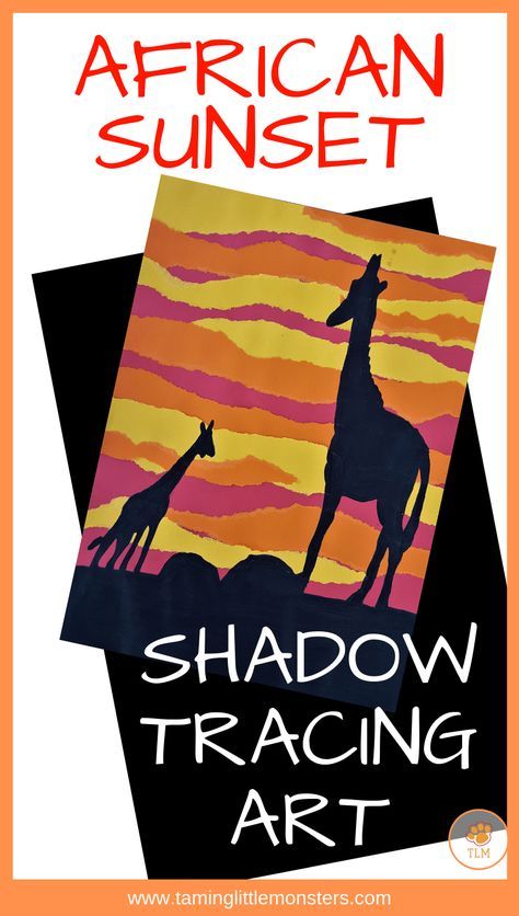 Use your mini world figures to create this beautiful African sunset. Your kids will love learning about shadows, angles and distortion in this fun art and STEM activity for kids. Shadow Tracing, Sunset Shadow, African Art Projects, Tracing Art, Mini World, African Sunset, Homeschool Art, Art Activities For Kids, Camping Art