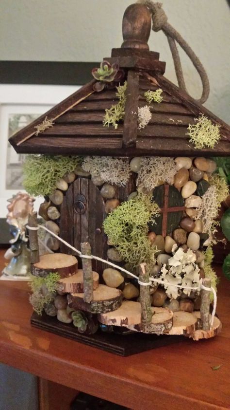 Birdhouse Fairy House, Building A Fairy House, Fairy House Competition, Fairy House Bird House, Lantern Fairy House, Teacup Fairy House, Fairy Bird House, Fairy Houses How To Make A, Fairy House Diy Natural Materials