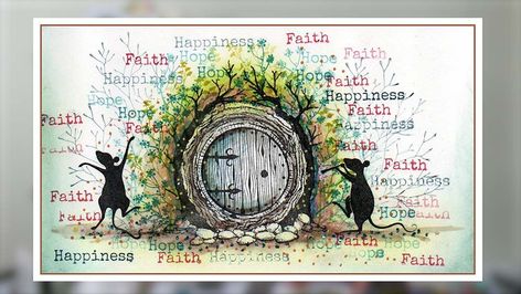 Tracey has taken one of our popular older stamps, the Hobbit’s Home Doorway and decorated it with foliage in such a way that our cute musical mice, Bibi and Moo are dancing with delight. Posca Pens and Watercolour Pencils were used for the finishing touches, along with a sprinkling of Eco Glitter. So click on the link to see a huge range of demonstrations... Handmade Paper Cards, Hobbit Door, Lavinia Stamps Cards, Lavinia Stamps, Cardmaking And Papercraft, Diy Stamp, Pen And Watercolor, Graphic 45, Art Pages