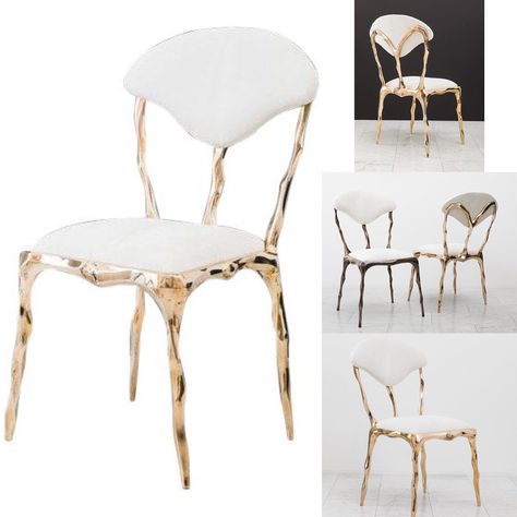 #FacetedBronzeDiningChair by #MarkusHaase #furniture #furnituredesign #artfurniture #sculpturalfurniture #decor #interiordecor… Bronze Chair, Sculptural Furniture, Studio Chairs, Luxury Chairs, Wood And Marble, Pony Hair, Hand Carved Wood, Art Furniture, Dining Room Chairs