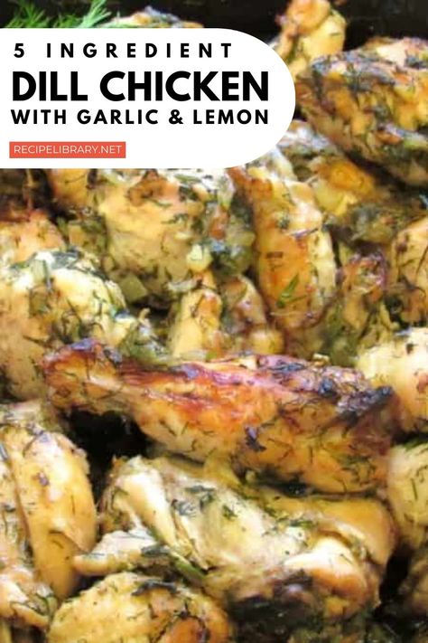 This dill chicken recipe with garlic and lemon is baked and ready in just 30 minutes. With only five ingredients and one pan, it’s a simple way to turn ordinary chicken into a flavorful, irresistible dish! Recipes Using Fresh Dill, Fresh Dill Recipes, Creamy Dill Chicken, Farfalle Pasta Salad, Lemon Dill Chicken, Dill Chicken, Recipe With Garlic, Walnut Chicken, Chicken With Garlic