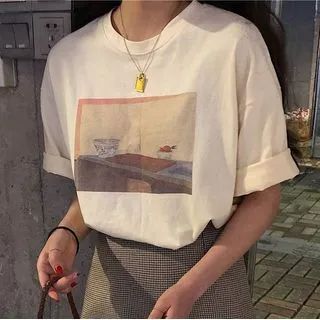 Buy monroll Short-Sleeve Printed T-Shirt at YesStyle.com! Quality products at remarkable prices. FREE Worldwide Shipping available! Fitted Slacks, Tailored Skirt, Straight Cut Jeans, Pretty Shirts, 90s Fashion Outfits, Elbow Sleeve, Shirts For Men, Asian Fashion, Favorite Shirts