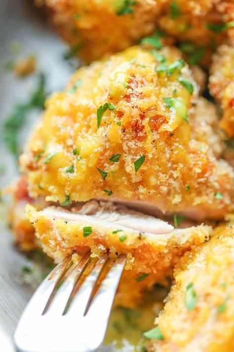 Oven Fried Chicken with Honey Mustard Glaze Fried Boneless Chicken Thighs, Chicken With Honey Mustard, Chicken With Honey, Honey Mustard Glaze, Baked Chicken Recipes Easy, Oven Fried, Oven Fried Chicken, Easy Baked Chicken, Savoury Recipes