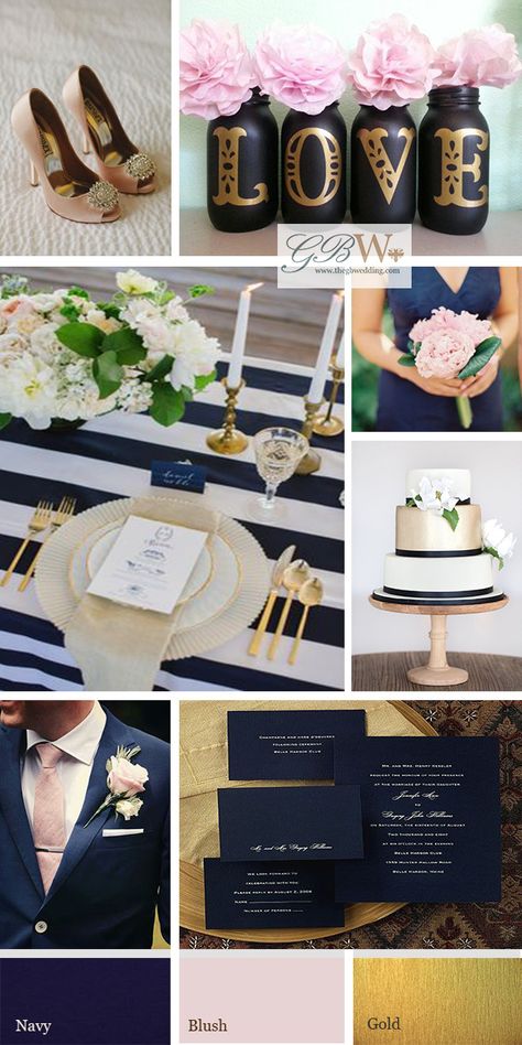 Blush Gold, Navy Wedding, Blush And Gold, Wedding Mood Board, Wedding Mood, Blush Wedding, Wedding Color Schemes, Trendy Wedding, Wedding Themes