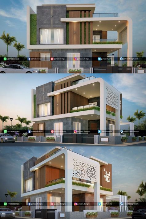 3 D Elevation Of House, Duplex Bunglow Elevation Modern, Modern House Design Front And Back View, Front Alleviation Design, 3d Views Architecture, Modern Bunglow Desings Plan, G Plus 1 Elevation Design Modern, G+2 Villa Elevation, G+1 Bunglow Elevation