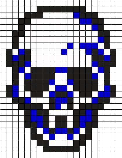 Creaneo  Perler Bead Pattern / Bead Sprite Grid Art Pattern, Pixel Art Skull, Skull Pixel Art, Modele Pixel Art, Kandi Cuffs, Pixel Beads, Graph Paper Drawings, Easy Pixel Art, Pixel Art Templates