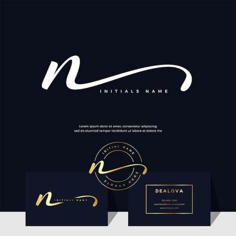 Vector simple elegant initial handwritin... | Premium Vector #Freepik #vector #signature-logo #luxury-letter #calligraphy-logo #n-logo N N Logo Design, N Logo Design Ideas, N Signature, Distorted Art, N Letter Design, N Letter Logo, Letter N Logo, Letter Calligraphy, Aesthetic Dp