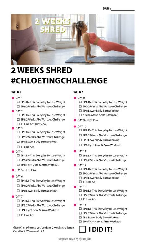 Hai, I'm smitten with this program, here is the template so you can put on your wall and put on mark when you done it! I'm on my 1st day, wish me luck! Free Workout Programs, Shred Workout, Chloe Ting, Ab Workout Challenge, Trening Fitness, Body Workout Plan, Weight Workout Plan, Workout Schedule, Free Workouts