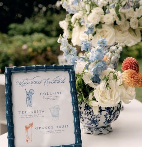 Blue And White Southern Wedding, Blue Wedding Signage, Coastal Grandma Wedding, Grand Millennial Wedding, Coastal Blue Wedding, Beaufort Wedding, Millennial Wedding, French Country Wedding, Preppy Wedding