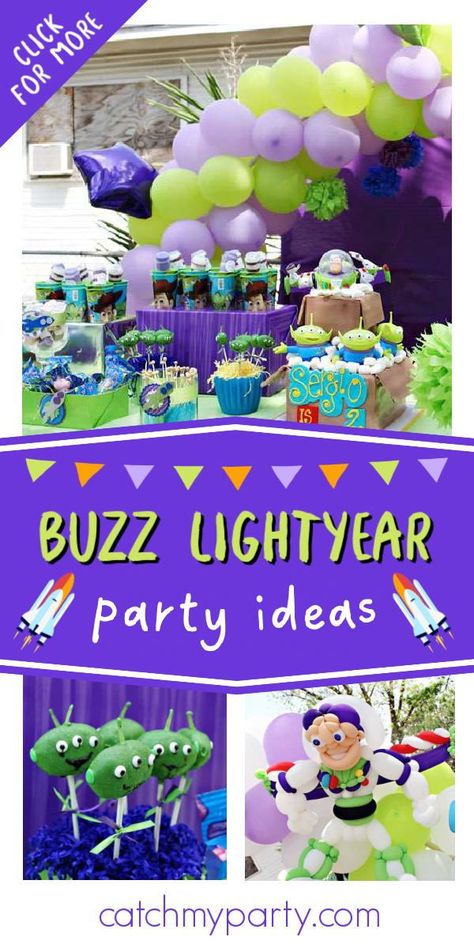 Buzz Light Year Food Ideas, Buzz Lightyear Party Games, Buzz Lightyear Birthday Party Games, Buzz Light Year Birthday Party Ideas, Buzz Lightyear Party Ideas, Buzz Lightyear Theme Party, Buzz Lightyear 3rd Birthday, Buzz Lightyear Birthday Party Ideas, Buzzlight Year Birthday Theme