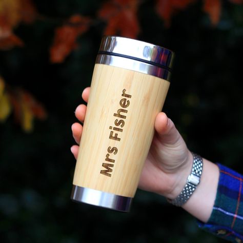 🍎✨ Show your appreciation for the teacher who makes every lesson a journey! Our Personalised Teacher Travel Mug is more than just a mug; it's a thank you that travels. 🚀 Made with eco-friendly bamboo and insulated to keep drinks hot or cold, this 500ml companion is perfect for the educator on-the-go. ☕🌿 End of Term is approaching, and what better way to say "Thank you" than with a gift that's both thoughtful and practical? Celebrate their dedication with this unique gift that keeps on giving... Bamboo Water Bottle, Traveling Teacher, Drinks Bottle, Staff Gifts, Thank You Teacher Gifts, Outdoor Gift, Travel Cup, Insulated Travel Mugs, Teacher Appreciation Gifts