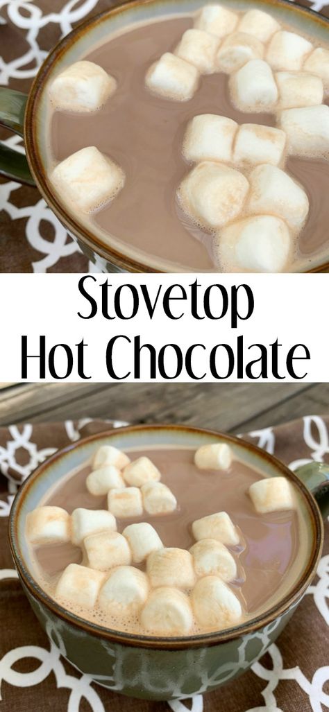 Stovetop Hot Chocolate is a rich treat that only needs 3 ingredients! Stove Top Hot Chocolate Easy, Hot Chocolate Recipes Stovetop, Hot Cocoa Recipe For A Crowd, Homemade Hot Chocolate On The Stove, Hot Chocolate Stovetop, Stove Top Hot Chocolate, Stovetop Hot Chocolate, Stovetop Hot Chocolate Recipe, Brownie Mix Cookies