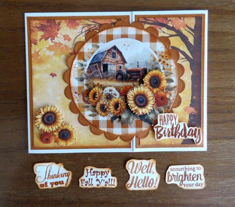 Any Occasion Handmade Farm Scene Greeting Card, Happy Birthday, Happy fall, Thinking of You, Hello, Brighten Your Day, Sunflowers, Barn November Holidays, Fall Fair, Spring Ahead, Card Happy Birthday, Farm Scene, Birthday Happy, Online Gift, Encouragement Cards, Cards Birthday