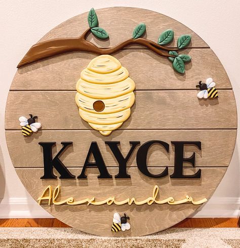 Winnie The Pooh Sign, Bumble Bee Nursery, Babe Cave Sign, Honey Bee Nursery, Bee Nursery, Pooh Nursery, Winnie The Pooh Nursery, Baby Nursery Inspiration, Baby Room Themes