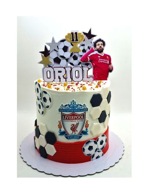 Liverpool cake Liverpool Cake Topper Printable, Liverpool Cake Ideas Birthday, Liverpool Birthday Cake, Lfc Cake, Liverpool Cake, Football Themed Cakes, Football Birthday Cake, Melon Cake, Barbie Birthday Cake