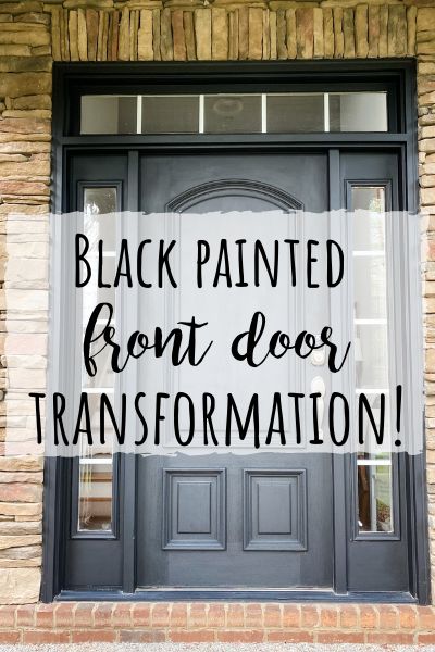 Should Shutters And Front Door Match, Black Front Door And Black Shutters, Painted Front Doors With Sidelights, Black Front Door Ideas With Sidelights, Black Front Doors Interior Entryway, Front Entry Ideas Exterior, 2023 Front Door Trends, White Front Door Exterior, Black Front Door Interior