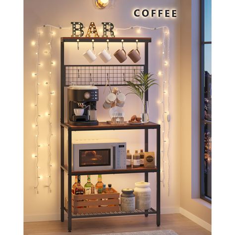 Bakers Rack Coffee Bar, Coffee Bar Kitchen, Baker's Rack, Coffee Bar Station, Microwave Stand, Kitchen Utility, Narrow Shelves, Kitchen Storage Shelves, Bakers Rack