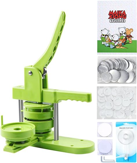 Amazon.com: Happizza Button Maker Machine (3rd Gen) Installation-Free, 58mm (2.25in) DIY Pin Badge Button Maker Press Machine Badge Punch Press with Free 100pcs Button Parts&Pictures&Circle Cutter&Magic Book Pin Ideas Button, Wishlist Idea, Pin Maker, Electric Drum Set, Button Machine, Button Making, Badge Maker, Button Maker, Visual Board