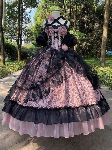 Gothic Lolita Dresses Ruffles Flowers Floral Print Pink Pink - Lolitashow.com Ruffle Flower, Dress Design Sketches, Fairytale Dress, Gothic Dress, Really Cute Outfits, Lace Fashion, Lolita Dress, Gothic Lolita, Lolita Fashion