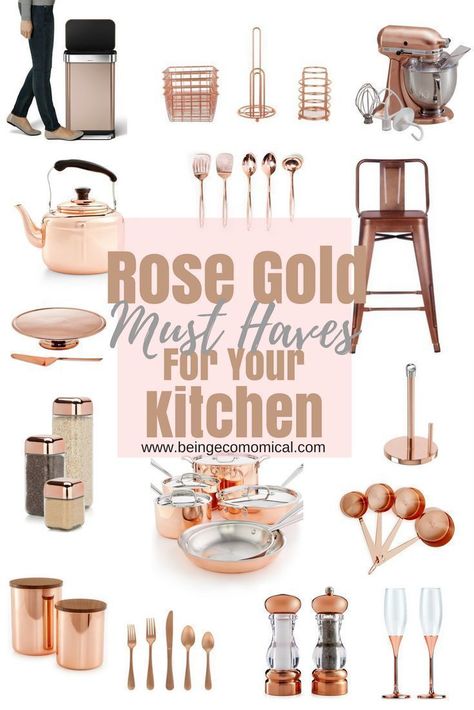 Looking to add some glam to your kitchen this year? Now is the perfect time to stock up and refresh. Check out the latest in rose gold and copper kitchen appliances and accessories! Rose Gold Kitchen Accessories, Copper Kitchen Appliances, Copper Kitchen Accessories, Gold Kitchen Accessories, Rose Gold Kitchen, Copper Kitchen Decor, Gold Kitchen, Copper Kitchen, Decor Guide