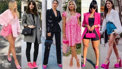 This post Pink Shoes for Women—How to Style with Class written by Victoria B. Willie appeared first on Svelte Magazine - Top Fashion Magazine where you get Style and Beauty Tips. There was a time I craved a pair of pink shoes for women in my wardrobe. I visited online stores to e-window shop before finally settling for one. And when I finally got my order, the next item on the agenda was how to style it. If you’re looking for a quick way to stand out with what you wear, your best bet is t Pink Slingback Heels Outfit, Pink Footwear Outfit, How To Style Pink Heels, Pink Heels And Purse Outfit, Chic Pink Heels For Party Season, Pink Heels For Spring Office Wear, Pink Feminine Heels For Work, Pink Shoes Outfit Ideas, How To Style Pink Shoes