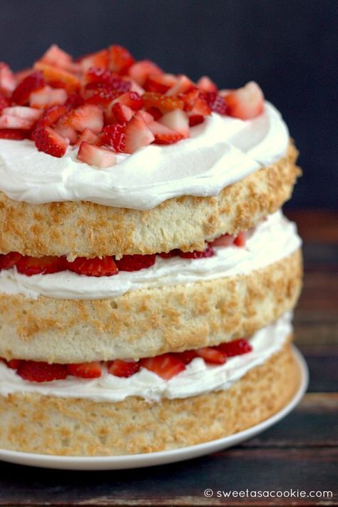 Angel Food Cake Recipes, Plus Delicious Things To Make With It Food Strawberry, Shortcake Cake, Strawberry Shortcake Cake, Strawberry Shortcake Recipes, Shortcake Recipe, Salty Cake, Best Cake Recipes, Angel Food Cake, Food Cake