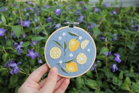 Citrus Dreams of Lemon Embroidery Kit / Digital Hand | Etsy Lemons Embroidery, Lemon Embroidery, Cottagecore Embroidery, Spring Embroidery, Embroidery Hoop Wall, Christmas Embroidery Patterns, Embroidery Download, Diy Embroidery Patterns, Embroidery Flowers Pattern