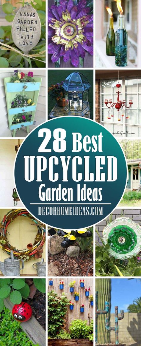 26 Upcycled Garden Ideas Anyone Could Do | Decor Home Ideas Upcycled Garden, Garden Escape, Recycled Garden Art, Tattoo Plant, Upcycle Garden, Recycled Garden, Garden Crafts Diy, Easter Decorations Outdoor, Diy Yard