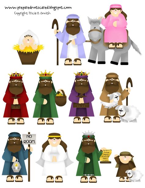 Printable Nativity figures (also includes a script for a nativity play and printable backgrounds for each scene). So cute!! Printable Nativity, Preschool Christmas, Sunday School Crafts, Bible Crafts, Christmas Nativity, Noel Christmas, Christmas Advent, Nativity Set, Christmas Activities