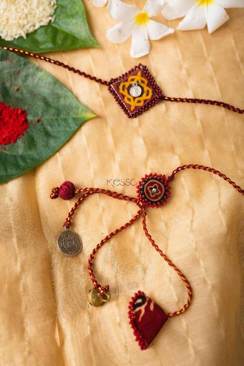 Rakhi Fabric Rakhi, Metal Trinkets, Couple Rakhi, Diy Friendship Bracelets Easy, Handmade Rakhi Designs, Handmade Paper Art, Rakhi Making, Friendship Bracelets Easy, Handmade Rakhi