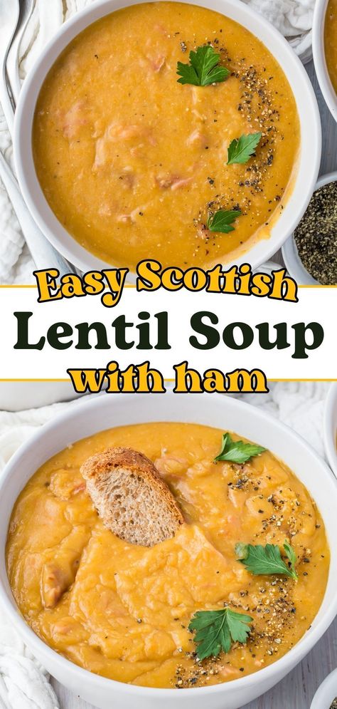 Turn those leftover ham bones into a savory, comforting lentil soup with this easy recipe. It’s perfect for a cozy dinner, bringing together the deep flavors of ham and the heartiness of lentils in a satisfying meal. This soup is also packed with nutrients, making it a smart, healthy choice for your family's dinner. Lentil Soup Recipe With Ham, Lentil Soup With Ham Bone, Protein Lunch Bowls, Lentil Soup With Ham, Soup Recipe With Ham, Soup With Ham Bone, High Protein Lunch Recipes, Protein Lunch Recipes, Bone Magic